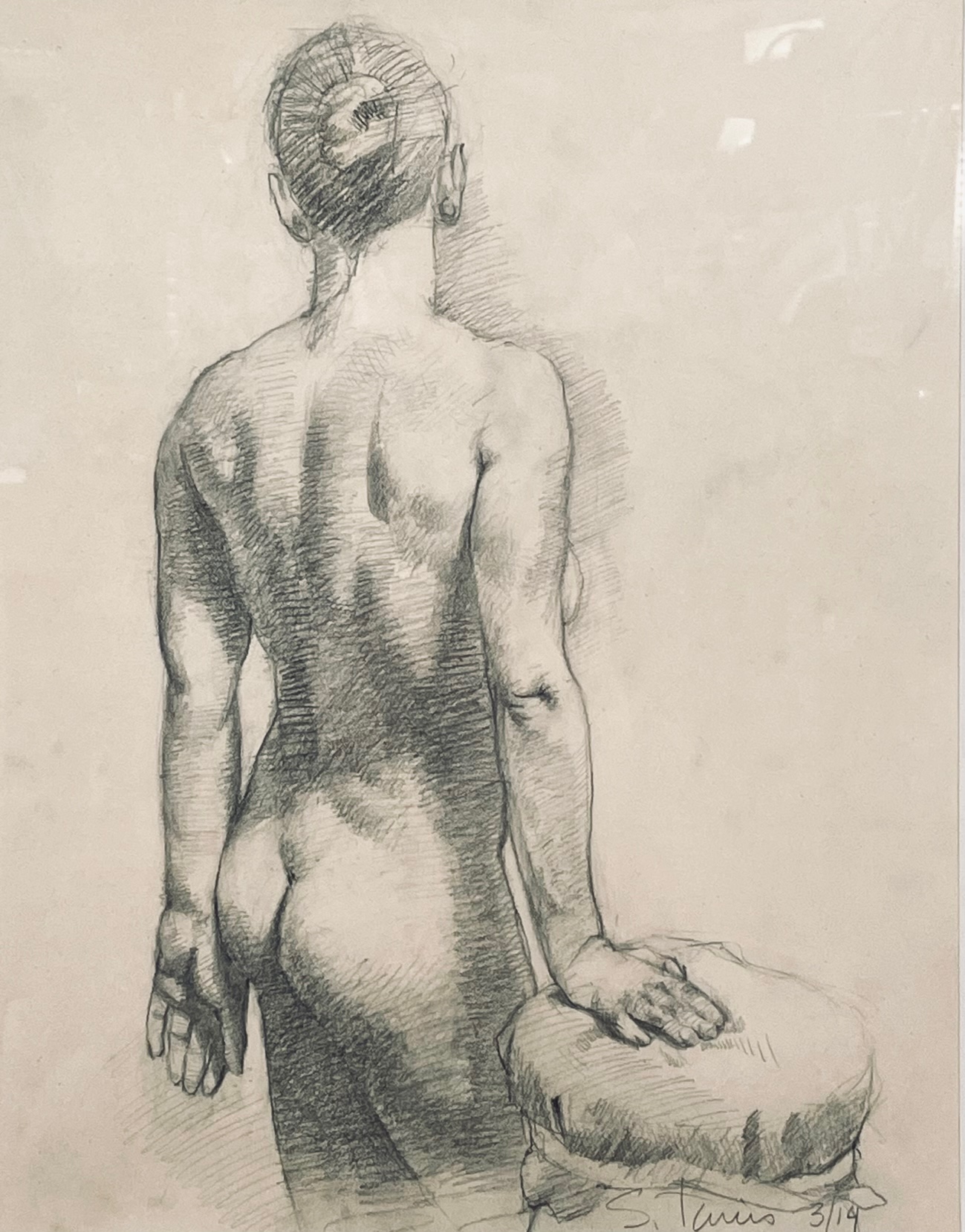 Standing Nude (Back), 2014, pencil on paper, 14